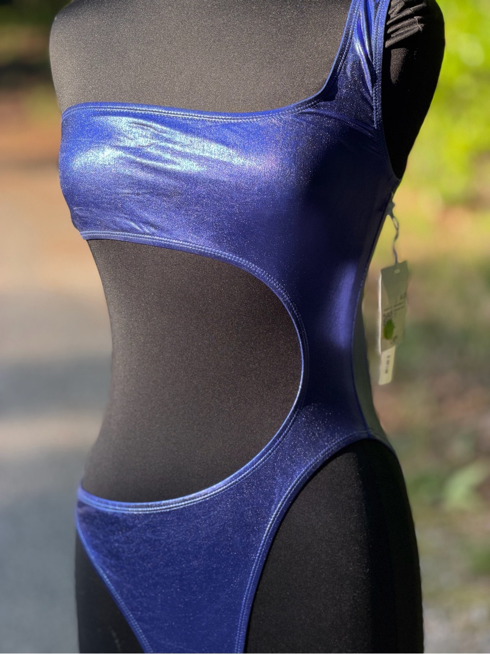Shimmer Cut-Out One-Piece Swimsuit in Deep Blue